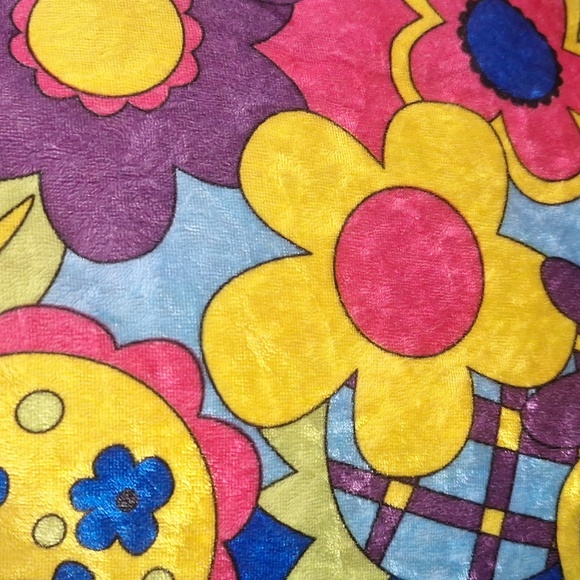 Forum Colorful Velvet Hippie Floral Colorful Retro Y2K Go-Go Mini Dress Size O/S - Picture 9 of 12